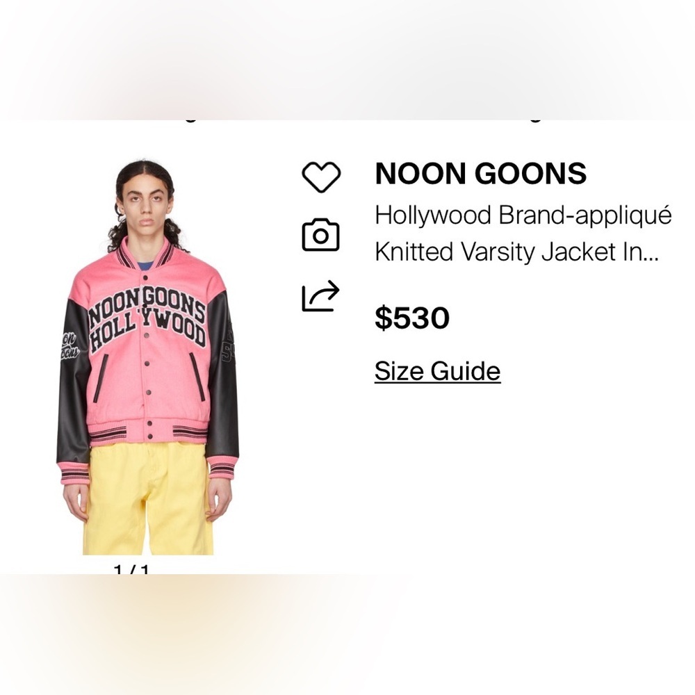 Noon Goons Varsity Jacket,  Pink and Black Vegan Leather sz small